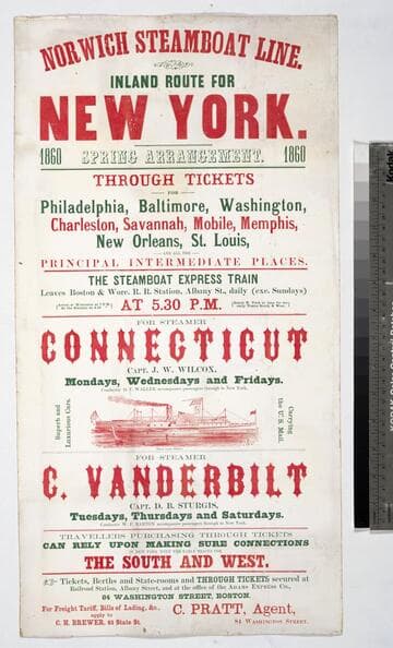 Norwich Steamboat Line. Inland route for New York. Spring arrangement. 1860