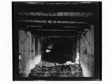 Interior of church at San Juan Capistrano, used now as grainery