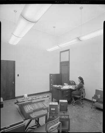 Office with key punch card machine