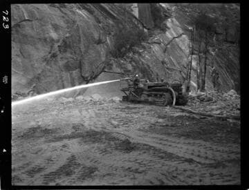 Big Creek - Mammoth Pool - Monitor unit mounted on tractor in operation