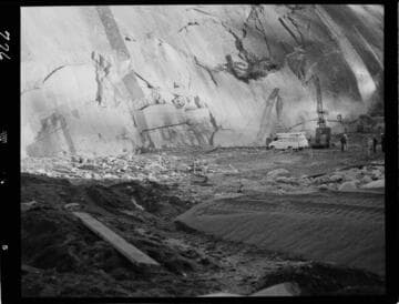 Big Creek - Mammoth Pool - Downstream east side of dam showing riverbed before fill