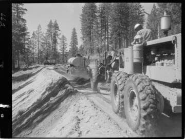 Big Creek - Mammoth Pool - Oiling operation on Chiquito Creek access road
