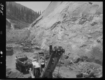 Big Creek - Mammoth Pool - Excavation in cutoff trench of dam