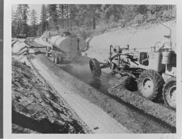 Big Creek - Mammoth Pool - Oiling operation on Chiquito Creek access road