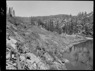 Big Creek - Mammoth Pool - Clearing and stripping overburden - Diversion Tunnel Intake looking north