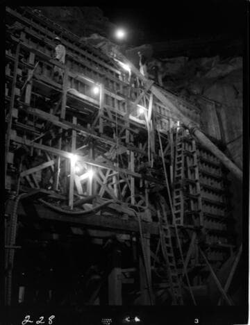 Big Creek - Mammoth Pool - Concrete pour at diversion tunnel portal at night