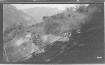 View of reservoir excavation from the pipe line at Kaweah #3 Hydro Plant