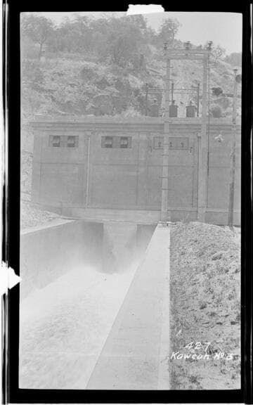 The power house and tailrace at Kaweah #3 Hydro Plant