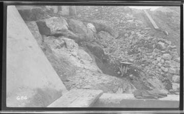 Making repairs to the ditch at Kaweah #3 Hydro Plant