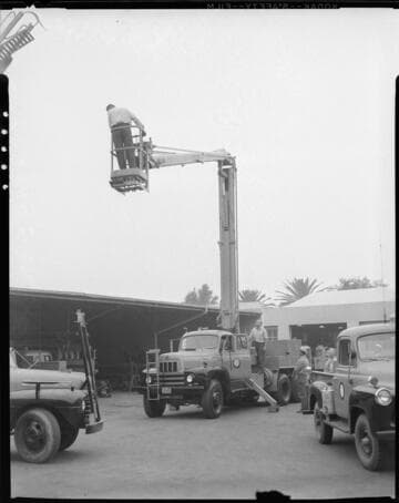 Raising boom at company service center for test