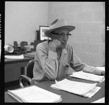 Hydro Generation Supervisor E. I. Bulpitt at his desk