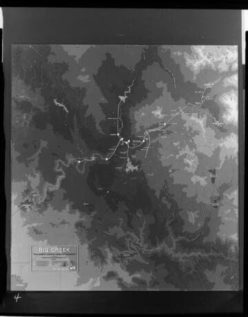 Big Creek area map with layers showing water courses topographic contours and hydro facilities