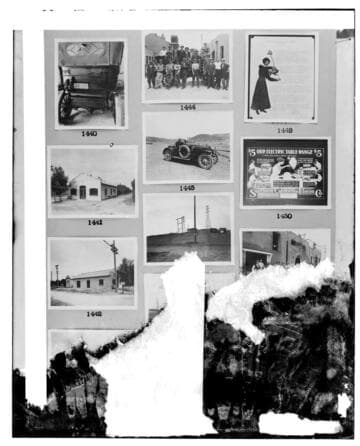 This is a multi-image negative that depicts accidents, substations, Pomona EDS Gang, & temporary Pasadena Office. Undamaged images included on the plate are copies of original negatives: 02 - 01440; 02
