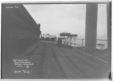 Lightning arresters on roof of Switch Gallery RBSP looking west