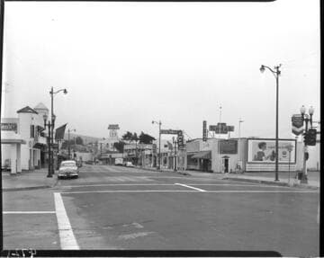 Street lighting on coast highway in Laguna Beach during the day