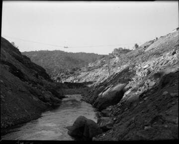 Big Creek #4: Dam 7 construction site during coffer dam stage