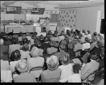 Cooking demonstration to audience