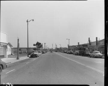 Street Lighting in business area of El Segundo in daylight