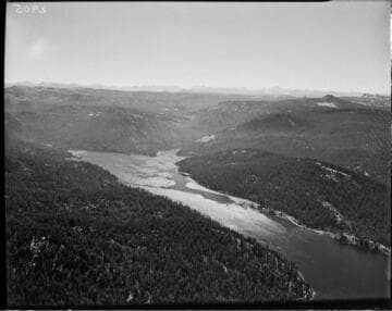 Aerial photo of Huntington Lake with Dam 1 in the shot