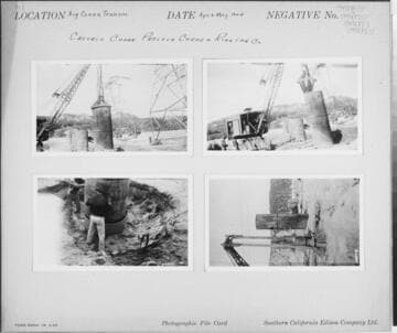Big Creek Transmission Line - Tower construction Castaic Creek