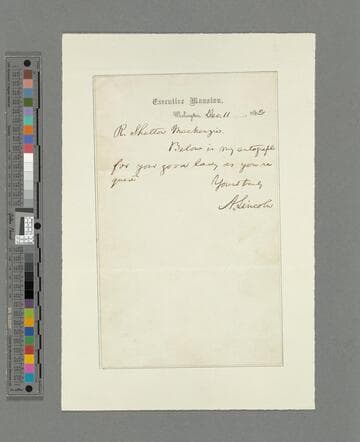 Abraham Lincoln, Washington, D.C, letter to Robert Shelton MacKenzie