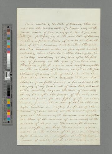 Abraham Lincoln, drafts of a bill for compensated emancipation in Delaware