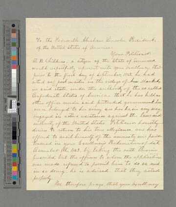 D.B. Childress letter to Abraham Lincoln