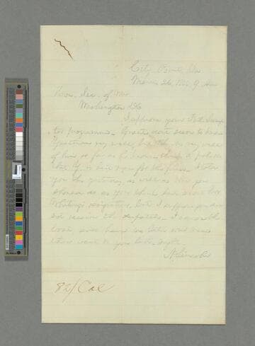 Abraham Lincoln, City Point, Virginia, letter to Edwin M. Stanton
