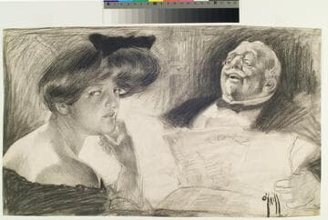 Woman and Man Reading a Newspaper