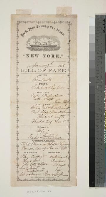 Bill of Fare : [Steamship] New York
