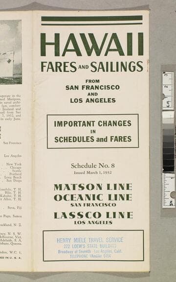 Hawaii fares and sailings from San Francisco and Los Angeles : important changes in schedules and fares