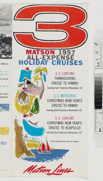 3 Matson 1957 all-expense holiday cruises