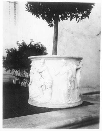 Planter on the south terrace of Huntington residence