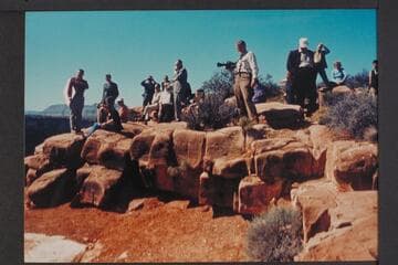 Martin Litten talking to newsmen at Toroweap Overlook
