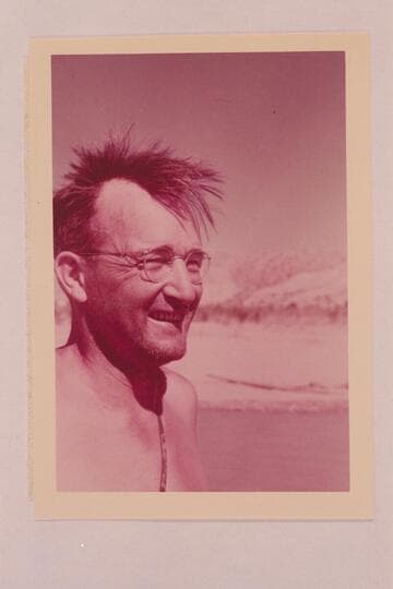 Bestor Robinson at end of first motor traverse of the Grand Canyon