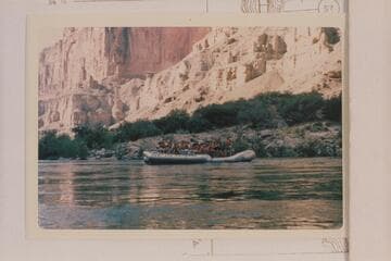 Fort Lee inflated craft at head of Kwagunt Rapid.  This rig shows loadinga very high and the operator in a position where he cannot see