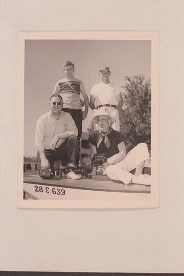 The crew of the "Esmeralda II" before the start of the attempt to push her up through the Grand Canyon in 1948, June