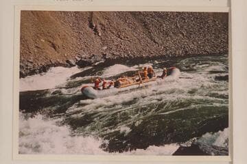 Jack Curry's Western River Expeditions boloney rig in the Hells Canyon of the Snake River--Squaw Creek.  Rick Preston at the oars
