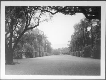 North vista of the San Marino ranch with fountain and hedges