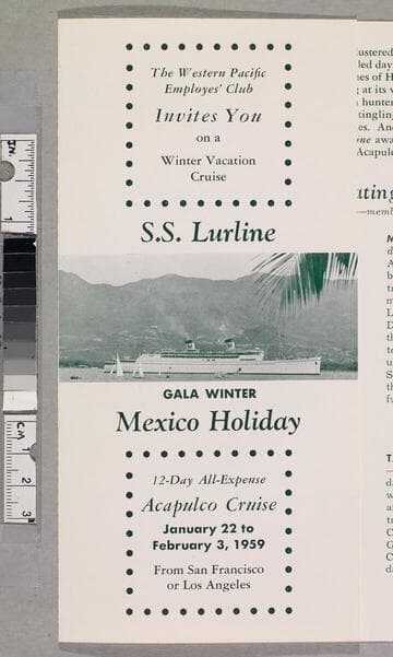 S. S. Lurline gala winter Mexico holiday 12-day all-expense Acapulco cruise