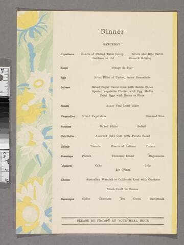 Dinner menu