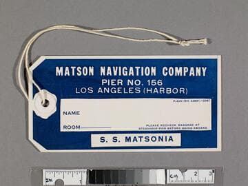 S. S. Matsonia baggage label