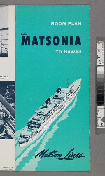 Room plan S. S. Matsonia to Hawaii