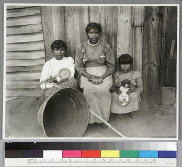 Yokut children, basket weavers