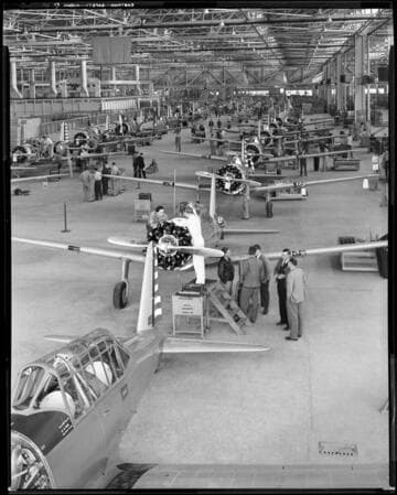 Assembling the Basic Trainer, BT-15, Vultee Aircraft Corporation, Downey. 1941