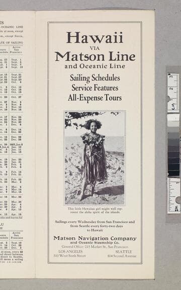 Hawaii via Matson Line and Oceanic Line