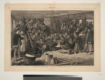 Chinese emigration to America -- sketch on board the Pacific Mail Steamship 'Alaska'