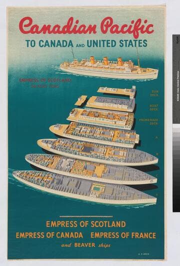 Canadian Pacific to Canada and the United States : Empress of Scotland, Empress of Canada, Empress of France, and Beaver ships