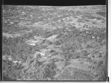 Aerial view of the Henry E. Huntington Library and Art Gallery and grounds, San Marino. 1949