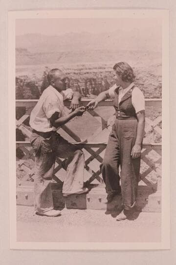 Buzz Holmstrom and Lois Jotter at Marble Canyon Bridge